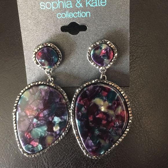 Sophia & Kate Jewelry - Sophia & Kate Multi color marble & crystals earrin